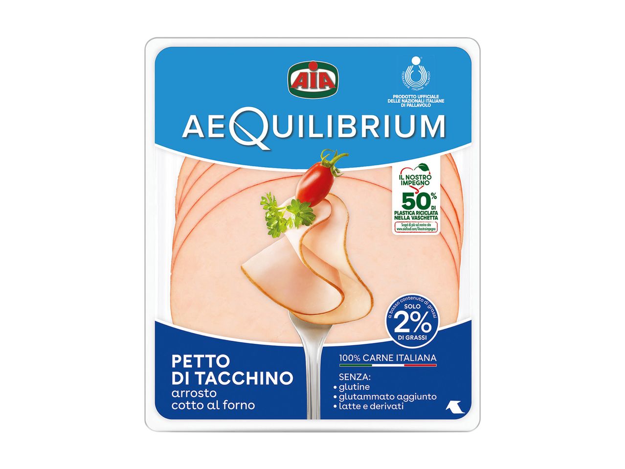 AIA Equilibrium: fette di petto di tacchino arrosto cotto al forno, 100% carne italiana.