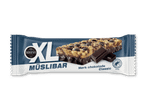 Mørk chokolade müslibar med chokoladestykker og Rainforest Alliance-certificering.