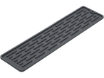A dark gray silicone dish drying mat with a textured surface.