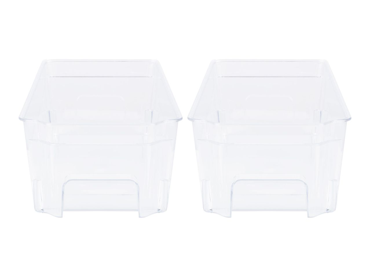 Two clear plastic refrigerator bins.