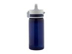 Blue water bottle with a white lid.
