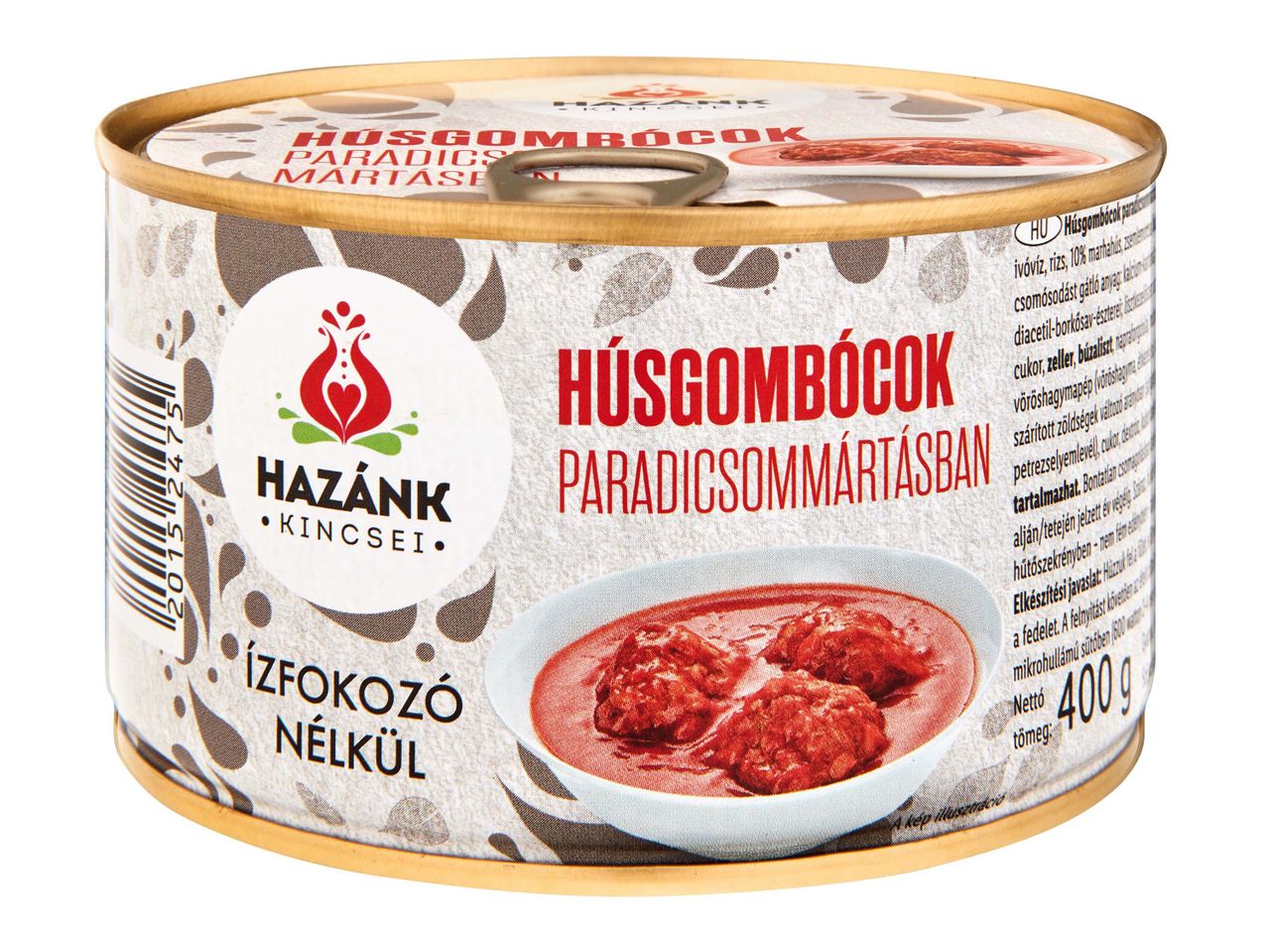 Hazánk hús gombóc paradicsommártásban, konzervben.