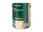 PARKSIDE PUR-Langzeitlasur für Holz, farblos, 5 Liter, mit Umweltzeichen und Recycling-Hinweis.