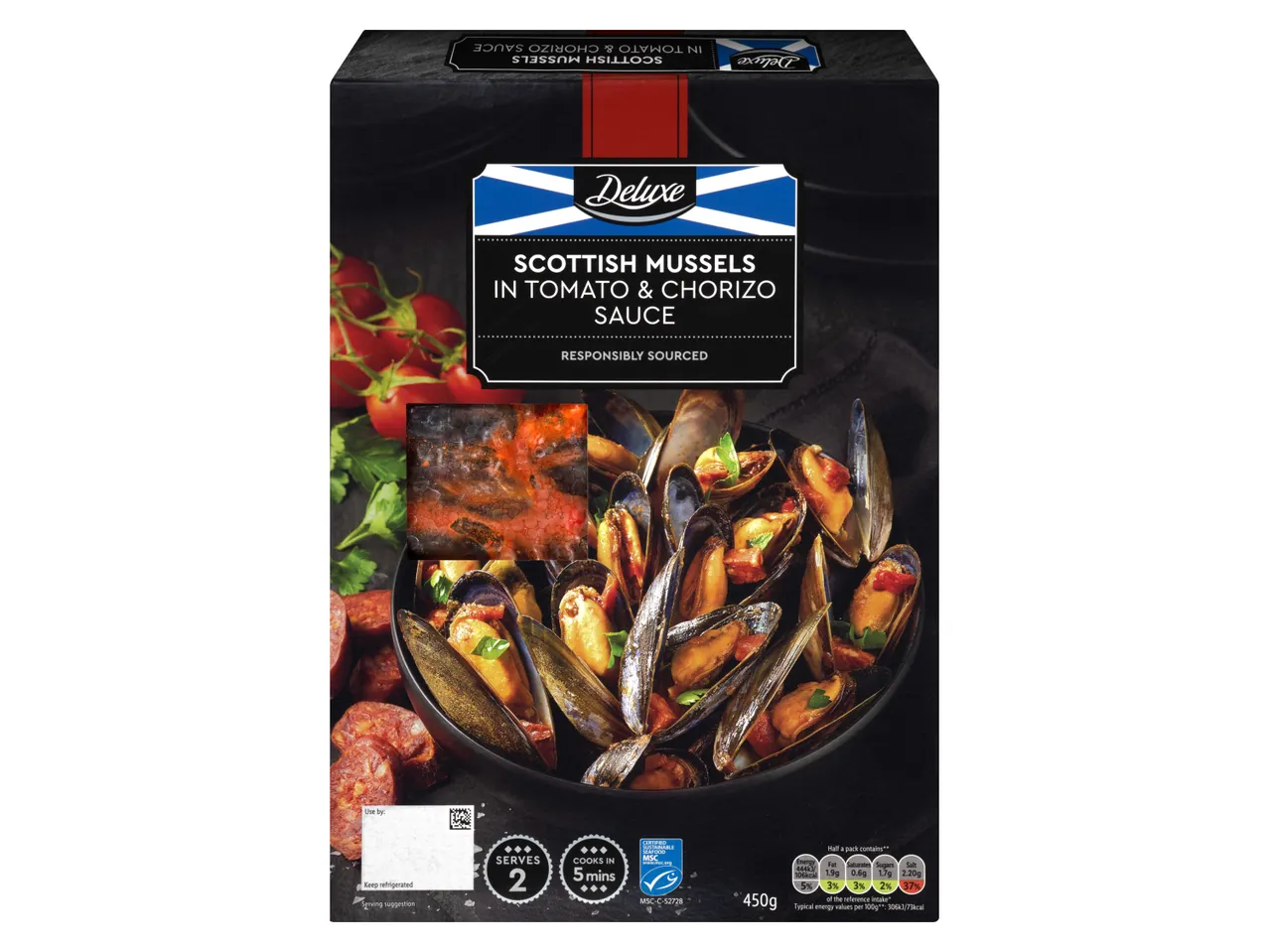 Go to full screen view: Deluxe Scottish Mussels in Tomato and Chorizo Sauce - Image 1
