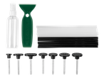 Kit de reparação de mossas PARKSIDE com pulverizador, raspador, bastões de cola e vários adaptadores.