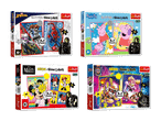 Vier Puzzle-Boxen mit Spider-Man, Peppa Pig, Minnie Maus und Paw Patrol.