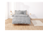 Light grey damask patterned bedding set.