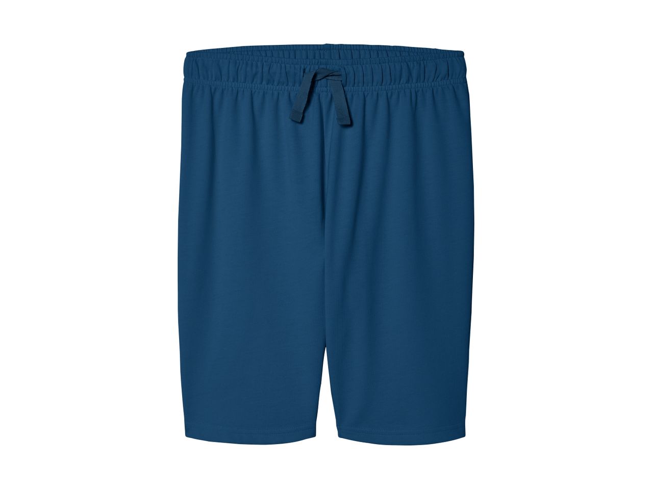 Blå sportsshorts med elastisk talje og snøre.
