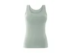A sage green women's sleeveless top.