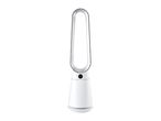 White bladeless tower fan with a digital display showing 020.
