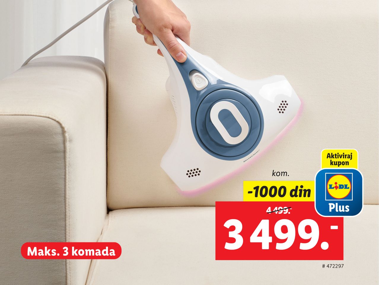 Čistač Silvercrest za nameštaj, snižen na 3499 dinara.