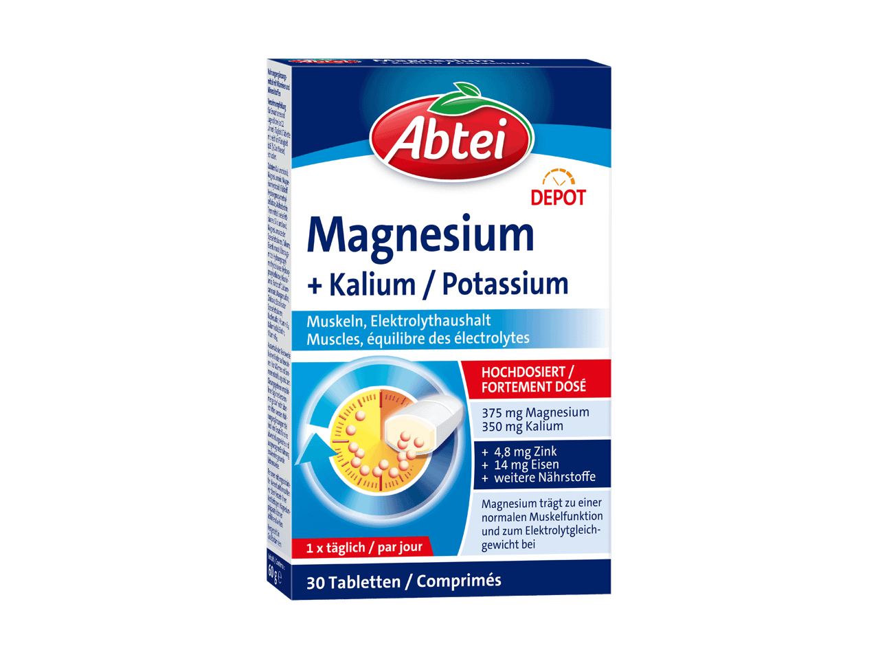 Packung Abtei Magnesium + Kalium für Muskeln und Elektrolythaushalt.