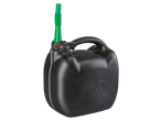 Schwarzer 10L Kraftstoffkanister mit grünem flexiblem Ausgießer, für Diesel gekennzeichnet.