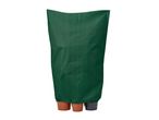 Green winter plant protection cover over three potted plants