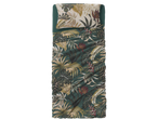 Set di biancheria da letto a tema tropicale con cuscino e lenzuolo.
