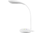 Bijela stolna lampa s ugrađenom punjačem.