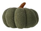 A plush green pumpkin with a brown stem.