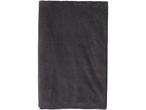 Dark gray fleece blanket, folded neatly