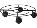 Suport negru metalic pentru ghivece cu roți