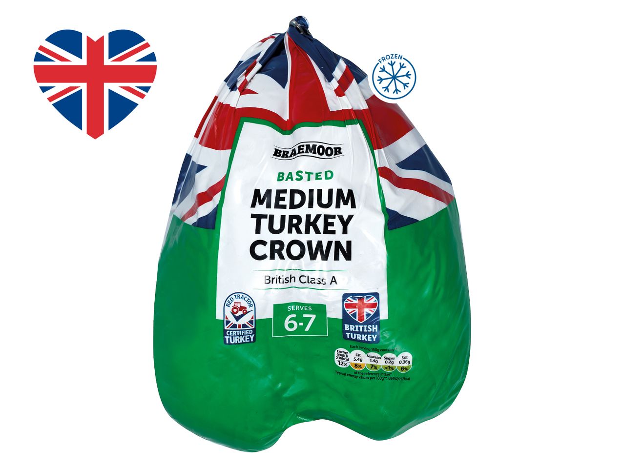 Braemoor Basted Medium Turkey Crown, frozen, serves 6-7, British Class A.