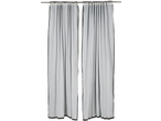 Par de cortinas reversíveis LIVARNO cinza claro com acabamento escuro, penduradas numa barra.
