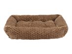 Plush brown rectangular dog bed with textured fabric