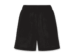 Schwarze, kurze Sport-Shorts mit seitlichen Streifen.