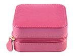 Pink square jewelry box with zipper.