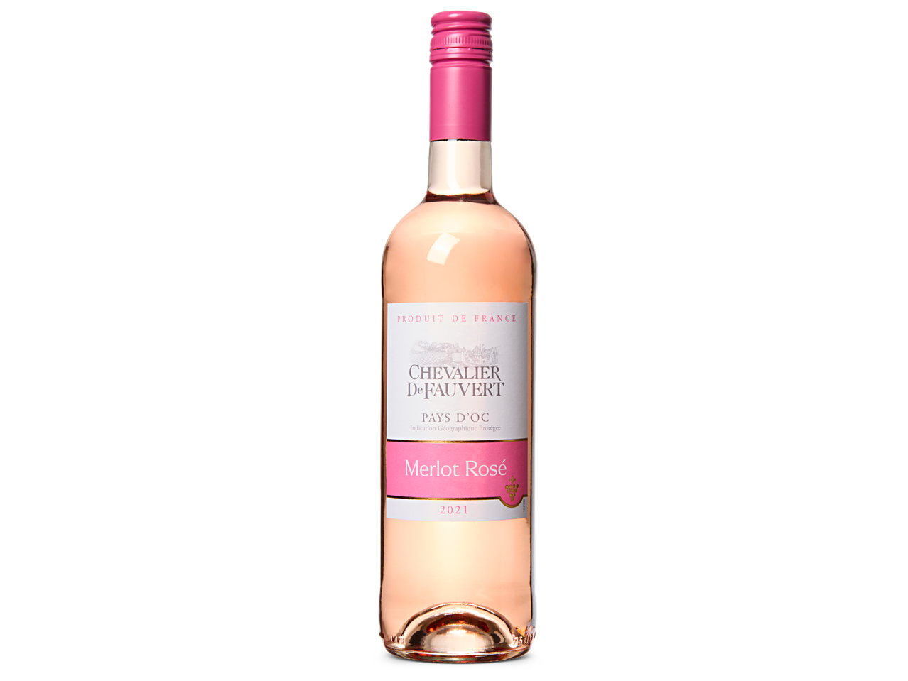 Chevalier De Fauvert Merlot Rosé 2021 wijnfles.