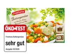 Verpackung für Buttergemüse mit Karotten, Erbsen, Blumenkohl und Mais, ausgezeichnet mit 'sehr gut' von ÖKO-TEST.