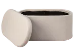 LIVARNO home Storage Ottoman, off-white, with an open lid revealing internal compartments.
