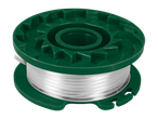Bobine de fil de coupe-bordure vert avec fil de nylon transparent.