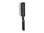 Black hairbrush with a rectangular head and a textured handle