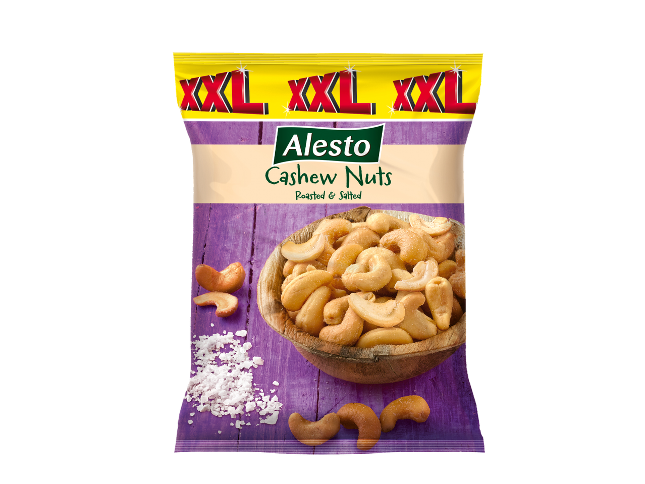 Saco de castanhas de caju Alesto XXL torradas e salgadas.