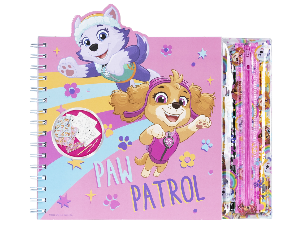 Розов тефтер с кученца и несесер с моливи, с надпис „PAW PATROL“