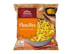 Frozen noodles with vegetable curry, showing cooking time and vegan label, 600g.