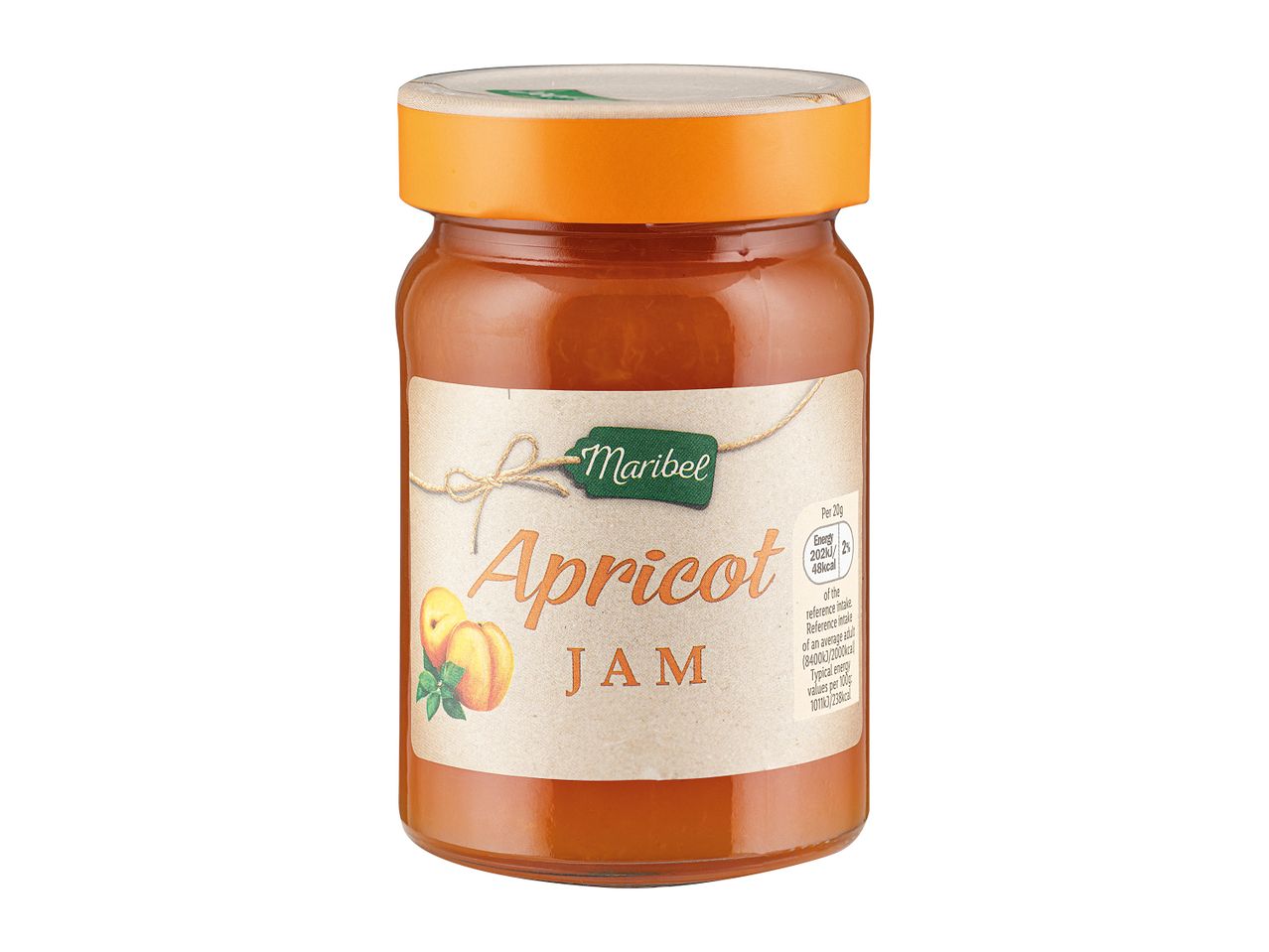 Maribee apricot jam in a jar.
