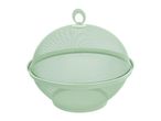 Light green mesh food cover with a handle, designed to protect food.