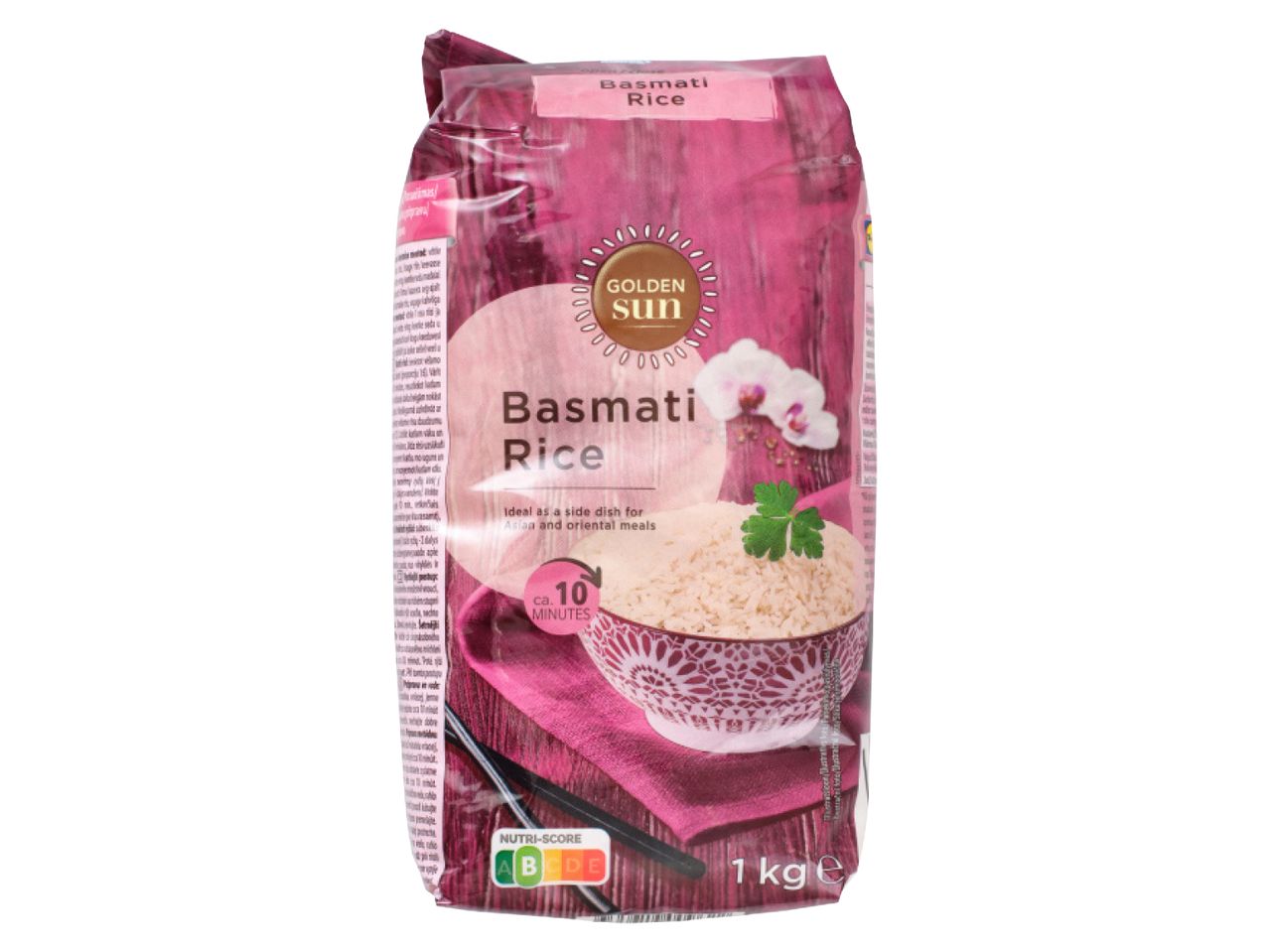 Golden Sun Basmati riisipakend, 1 kg, Nutri-Score A-st E-ni