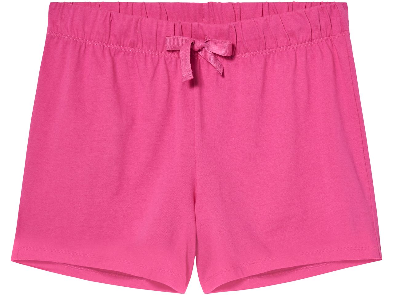 Shorts  rosa in cotone con elastico in vita e fiocco decorativo.