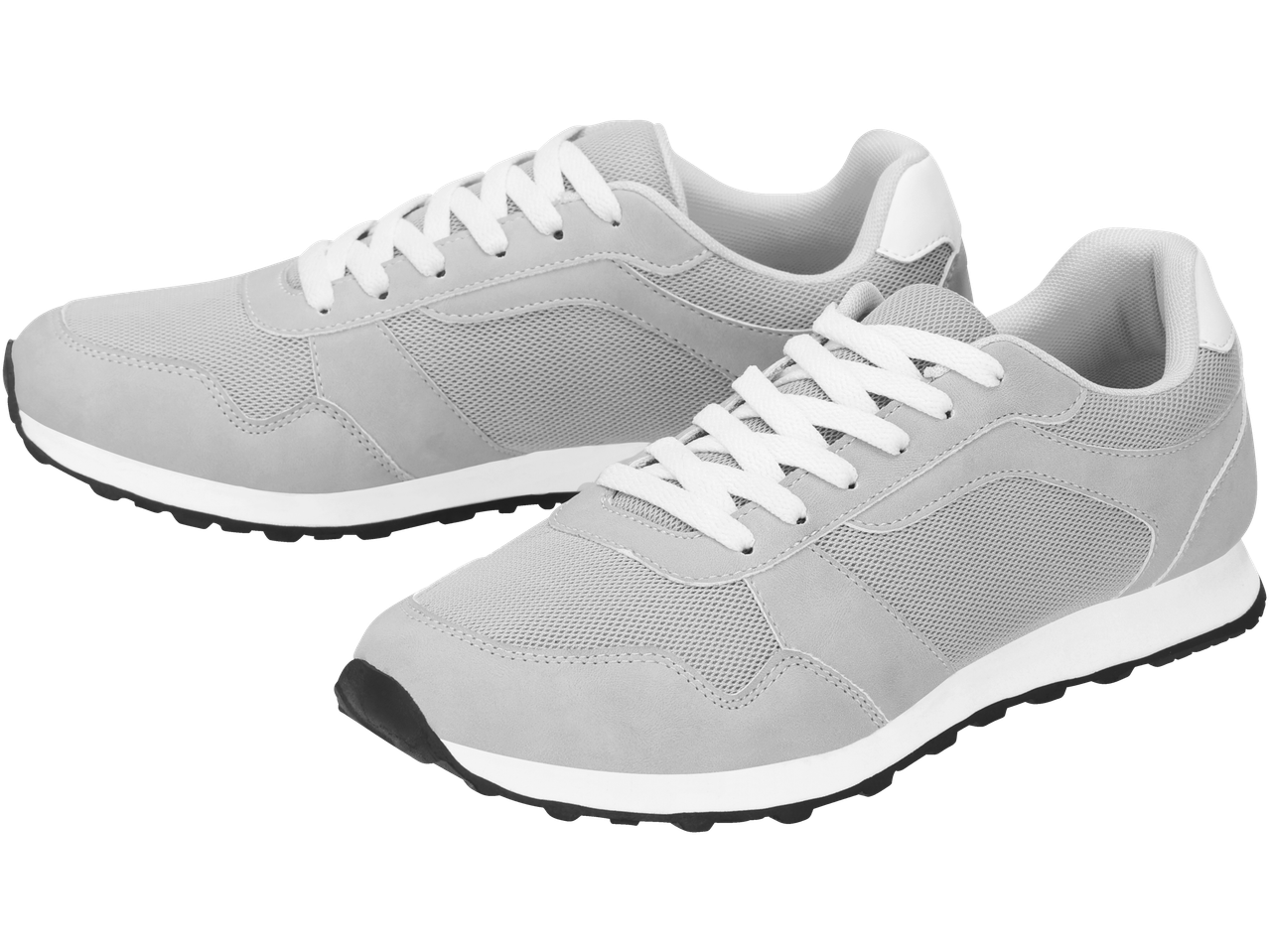 Γκρι αθλητικά παπούτσια ESMARA MEN με λευκά κορδόνια και λευκή-μαύρη σόλα.