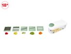 A white sushi rice dispenser with five compartments for toppings.