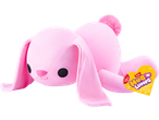 Pink Hug-A-Lumps weighted soft toy bunny, 1.5kg, with a heart-shaped tag.
