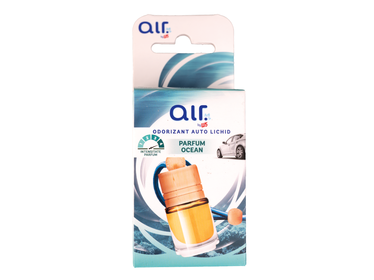 Odorizant auto AIR by W5, parfum Ocean, cu indicator de intensitate.