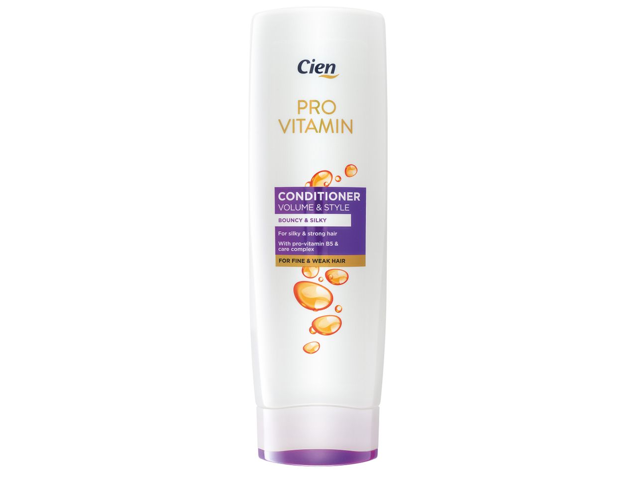 Бял флакон балсам Cien Pro Vitamin за обем и стил.