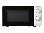 White microwave oven with mechanical control dials