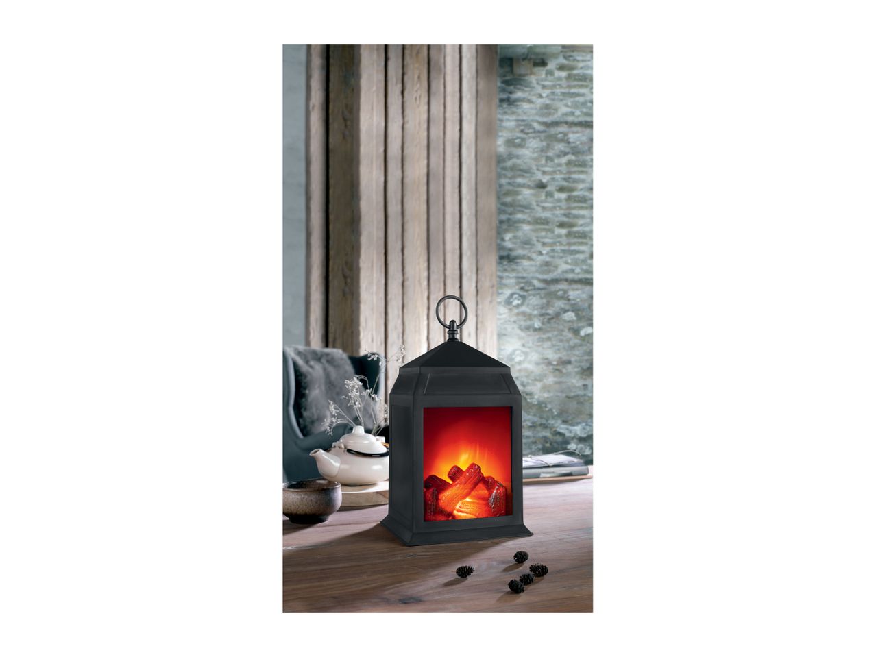Go to full screen view: Livarno Home Battery Operated LED Fireplace Style Lantern - Image 8