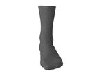A single grey crew sock shown on a foot mannequin against a white background