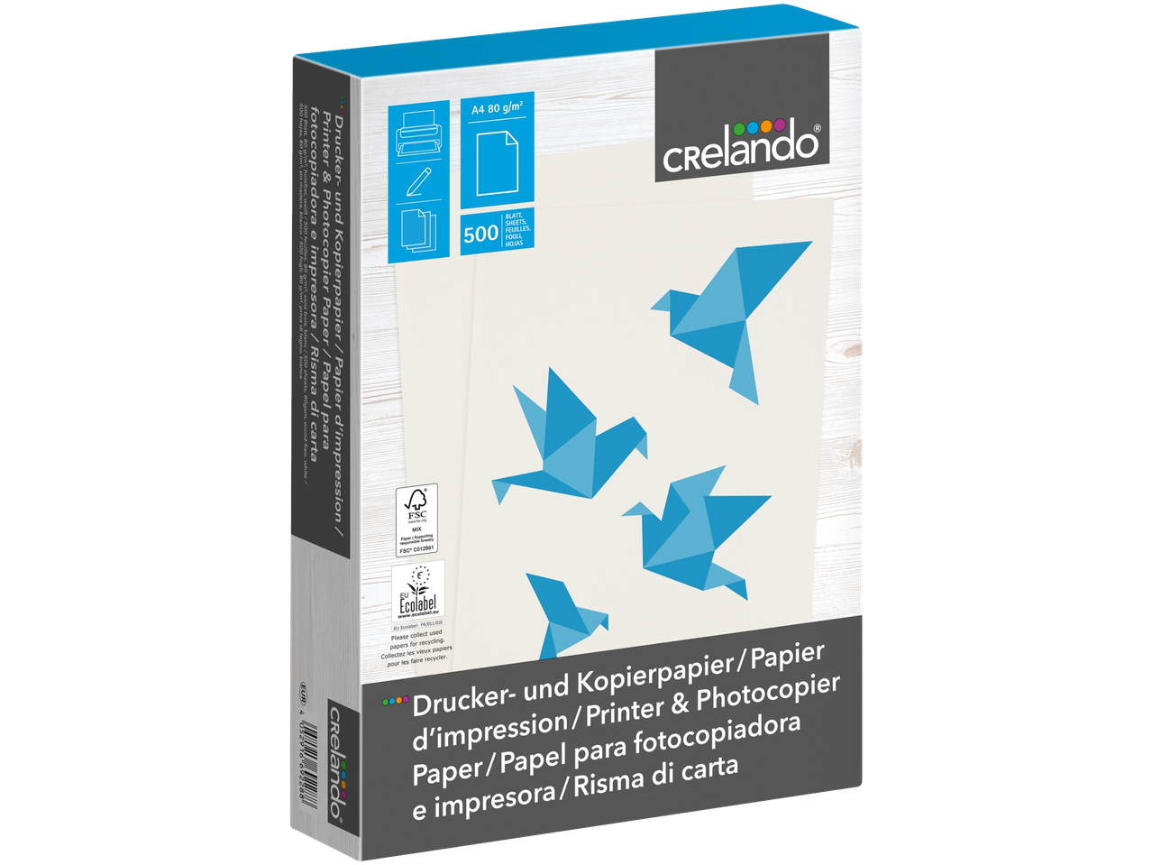 Papel Crelando A4 para impressora e copiadora, 500 folhas, 80 g/m².
