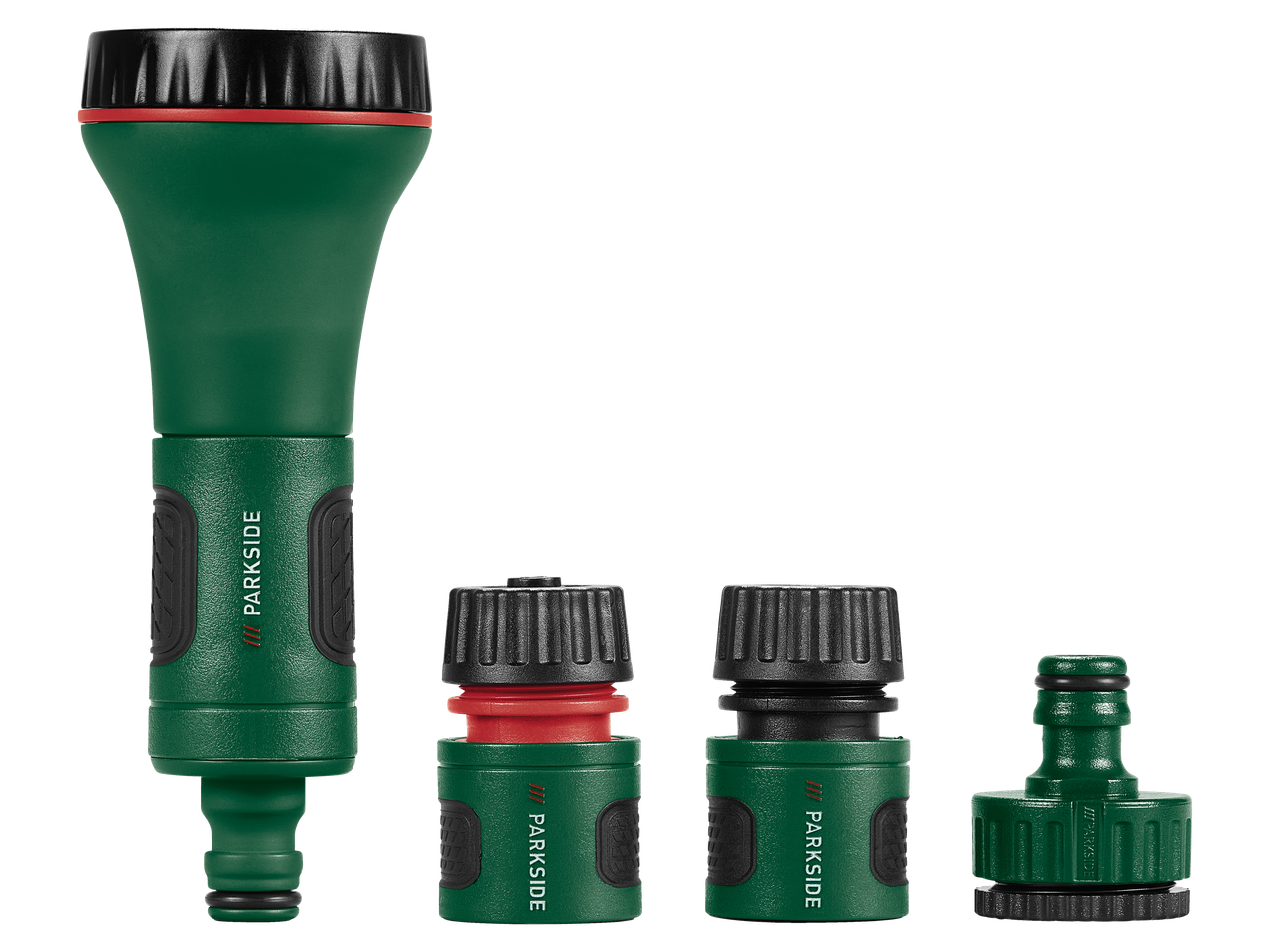 Conjunto de ligação de rega PARKSIDE com bico e conectores de mangueira.